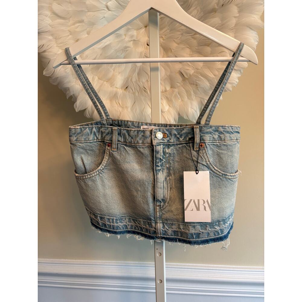 ZARA DENIM SKIRT TOP SIZE S NWT